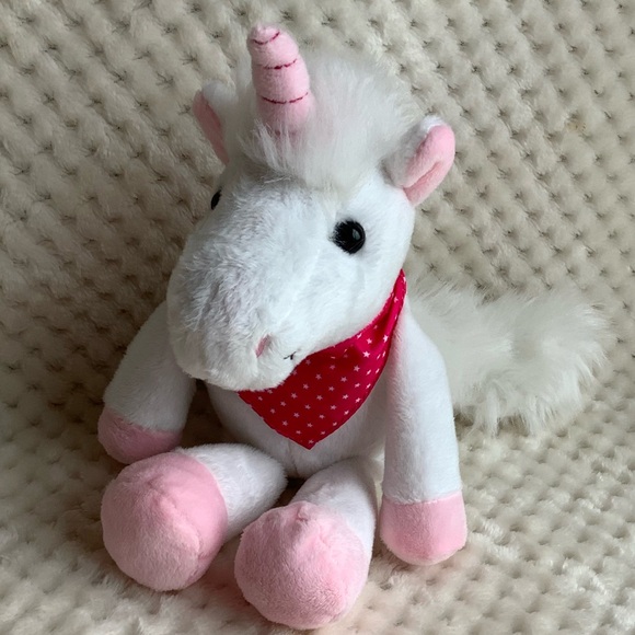 Kinder Surprise Plush Unicorn Pink White Dark Pink Bandanna Stuffed Animal Toy - Picture 3 of 12